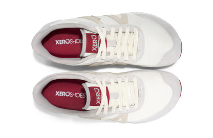 Xero Shoes Canada, specifically women’s barefoot shoes Canada. These minimalist shoes have flexible soles, wide toe boxes, and zero drop. Top view of Xero's Wynn in Tan/Pink/Sand/Red, a casual sneaker