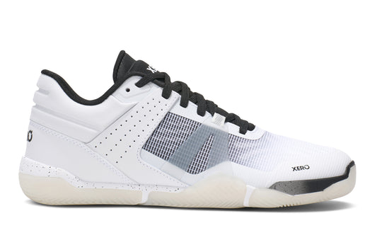 White basketball shoe with black accents on a white background. Tru Stride Co brings Xero Shoes to Canada