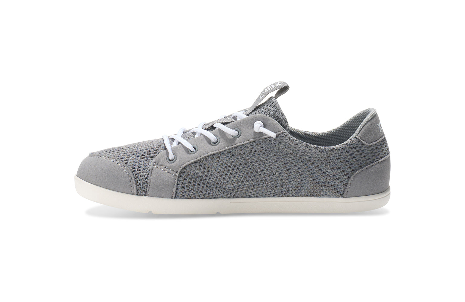 Xero Shoes Canada, barefoot shoes for kids. These minimalist shoes have flexible soles, wide toe boxes, and zero drop. Side view of Xero Big Kid's Dillon in Alloy, a classic sneaker.