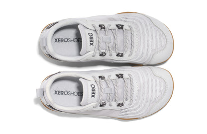 Xero Shoes Canada, specifically barefoot running shoes Canada. These minimalist shoes have flexible soles, wide toe boxes, and zero drop. Top view of Xero Women's 360s in Sunset Lunar Rock/Gum. A cross-training shoe. 