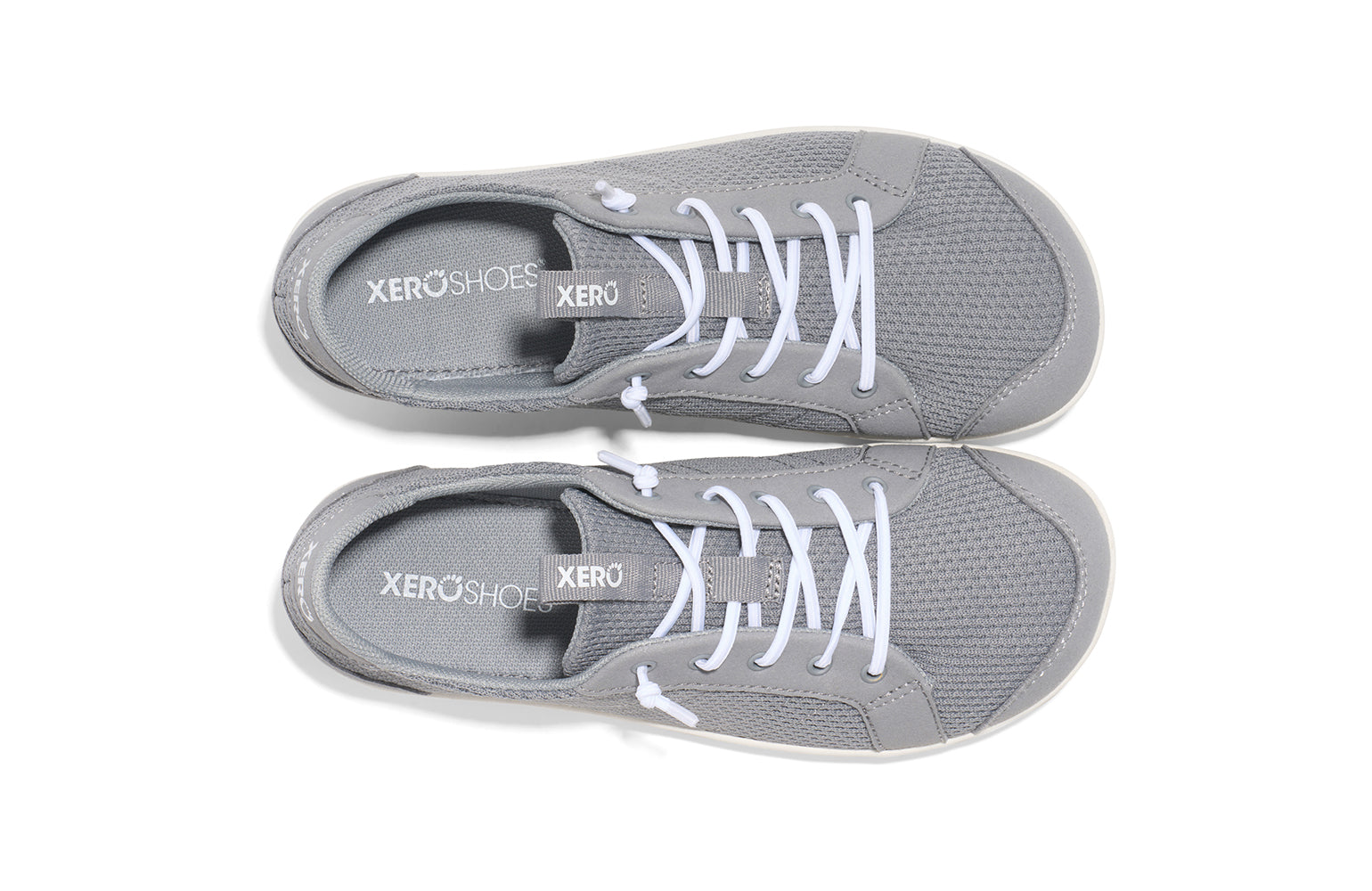 Xero Shoes Canada, barefoot shoes for kids. These minimalist shoes have flexible soles, wide toe boxes, and zero drop. Top view of Xero Big Kid's Dillon in Alloy, a classic sneaker.
