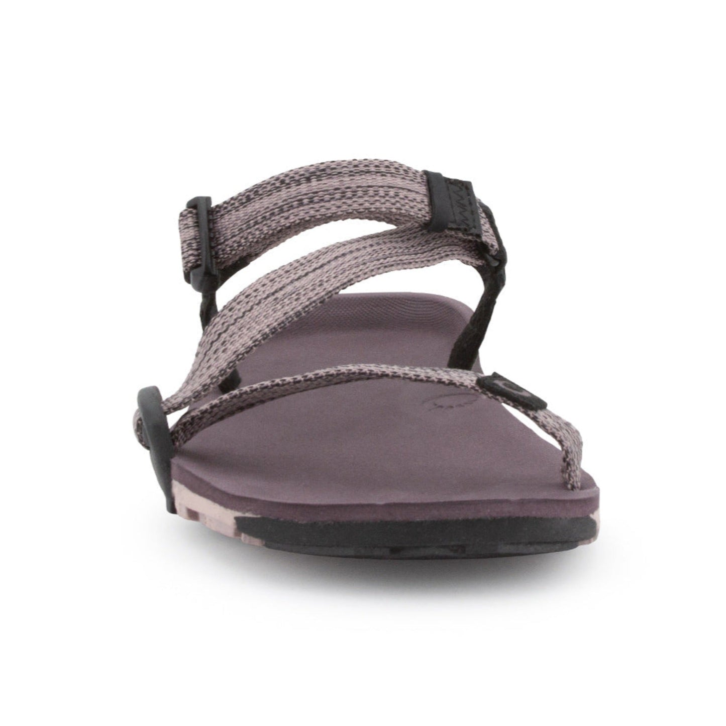 Xero Shoes Canada, specifically women’s barefoot shoes Canada. These minimalist shoes have flexible soles, wide toe boxes, and zero drop. Front view of Xero Women's Z-Trail EV in Dusty Rose. Trail hiking, running, and recovery sandal. 