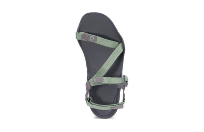 Xero Shoes Canada, specifically women’s barefoot shoes Canada. These minimalist shoes have flexible soles, wide toe boxes, and zero drop. Top view of Xero Women's Z-Trek in Green, a lightweight packable sport sandal. 