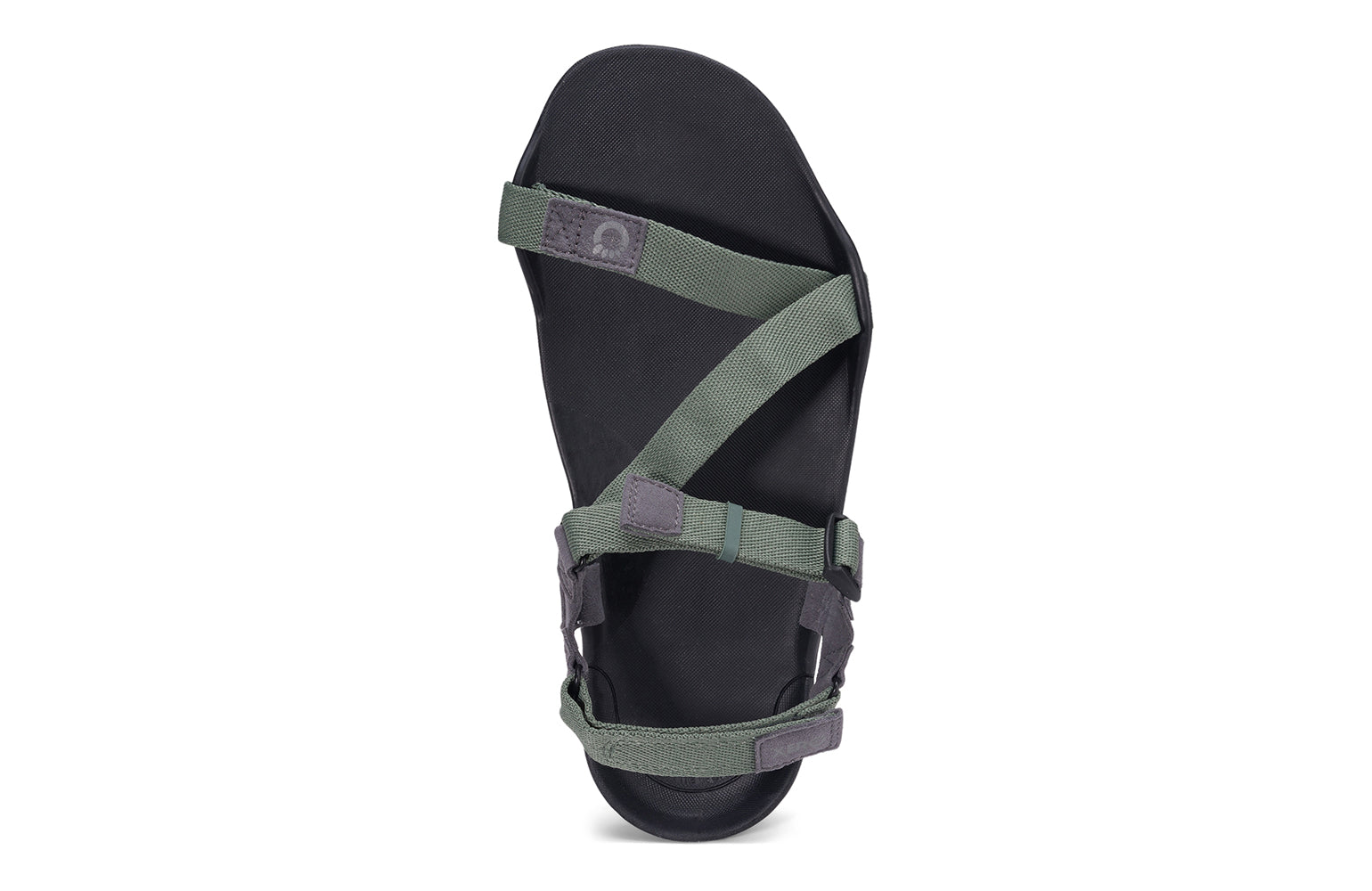 Xero Barefoot Shoes sold in Ontario, Canada. These minimalist shoes have flexible soles, wide toe boxes, and zero drop. Top view of Xero Men's Z-Trek in Forest, a lightweight packable sport sandal. 