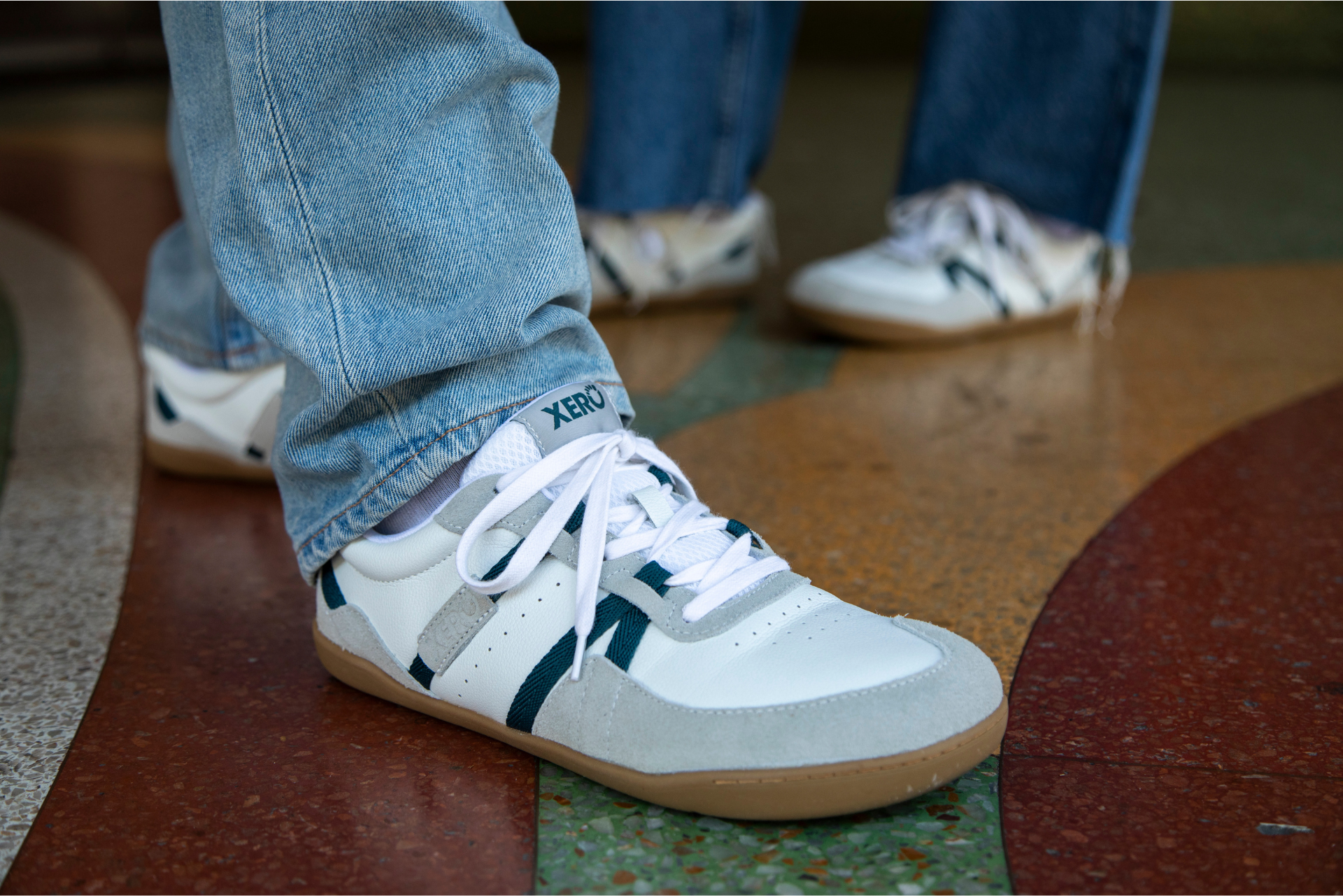 Xero Shoes Canada, specifically men’s barefoot shoes Canada. Man wearing Kelsos with jeans