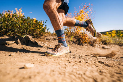 Xero Shoes Canada, specifically barefoot hiking shoes Canada. Man wearing Scambler Low EV on a desert trail